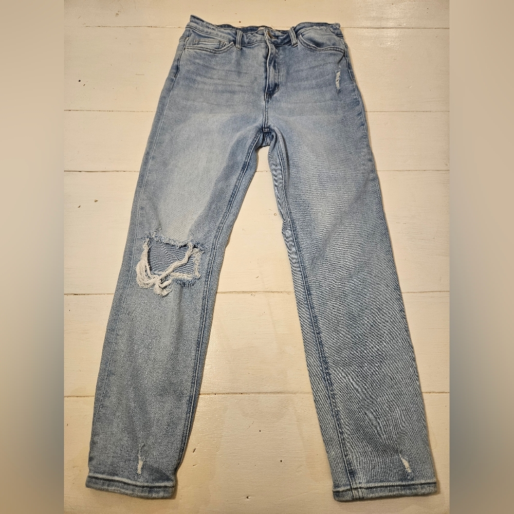 Altar'd State Light Blue Distressed Straight Leg Jeans